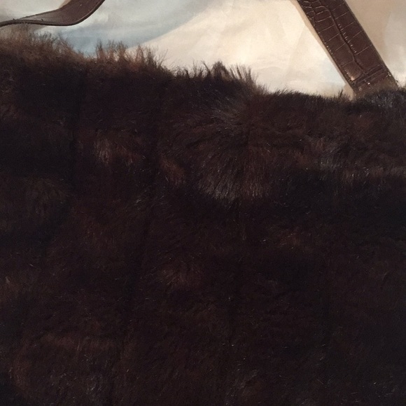 Bath & Body Works Brown Faux Fur Handbag Purse - Picture 5 of 5